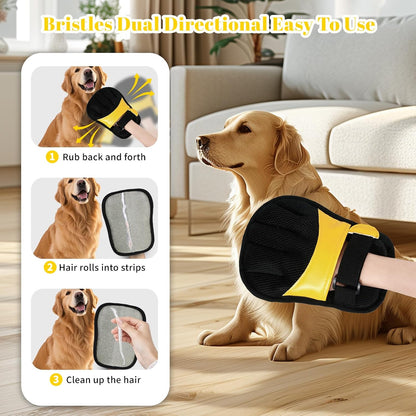 Pet Hair Remover Gloves Yellow Gold Static Hair Remover Reusable for Clothing, Sofa, Car Seat