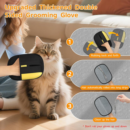 Pet Hair Remover Glove, Static Magic Brush Pet Hair Removal Glove, Dual-Sided Grooming Glove for Dogs & Cats, Reusable Deshedding Pet Glove Tool For Furniture, Bed, Carpet, Clothes, Sof, 1Pcs