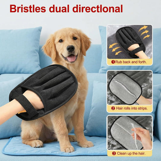 Pet Hair Removal Glove, 2Pcs Upgraded Five-Finger Electrostatic Hair Remover Glove, Reusable Pet Hair Remover Tool for Laundry, Couch, Carpet, Car Seat & Furniture
