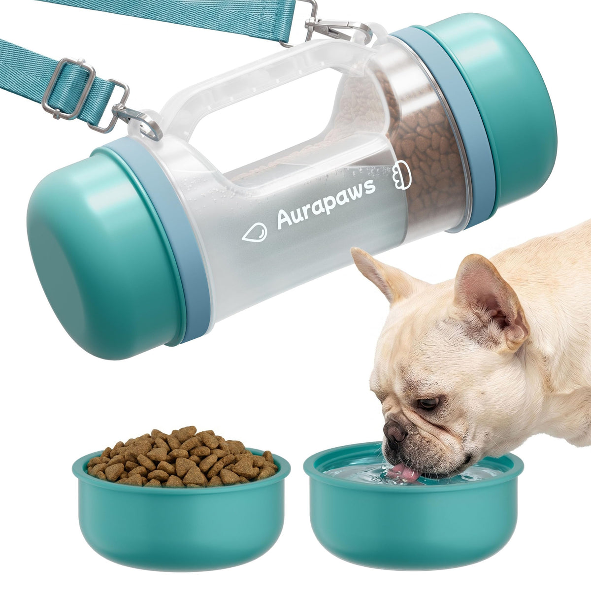 Dog Water Bottle Portable 33.5oz with Food Container & 2 Bowls