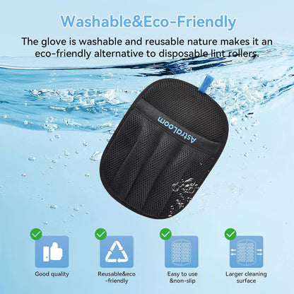 AstraLoom Pet Hair Removal Glove for Cats & Dogs,Reusable Electrostatic Pet Hair Remover Tool for Furniture, Carpet, Clothing, Car Seat (1PCS)