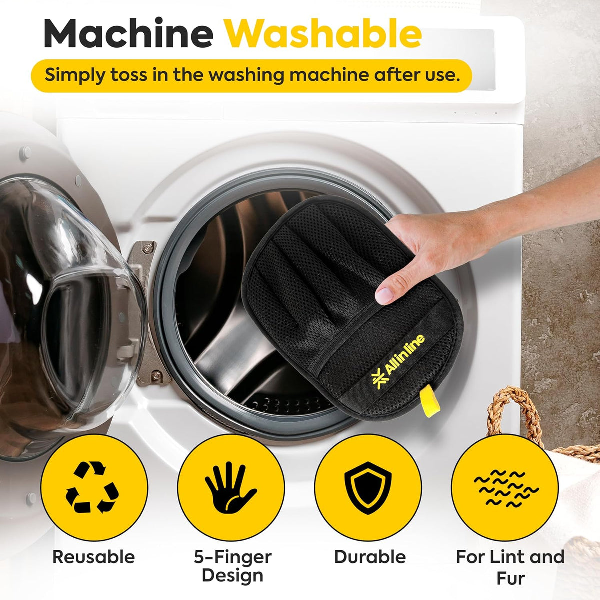Pet Hair Removal Gloves for Dogs & Cats (Pack of 2) | Reusable Electrostatic Grooming Gloves with 2 Free Shedding & Detangling Combs | Hair Remover for Clothes, Sofa, Carpet & Car Seats