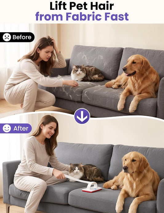 DELOMO Reusable Pet Hair Remover Brush for Furniture, Dog & Cat Fur Remover