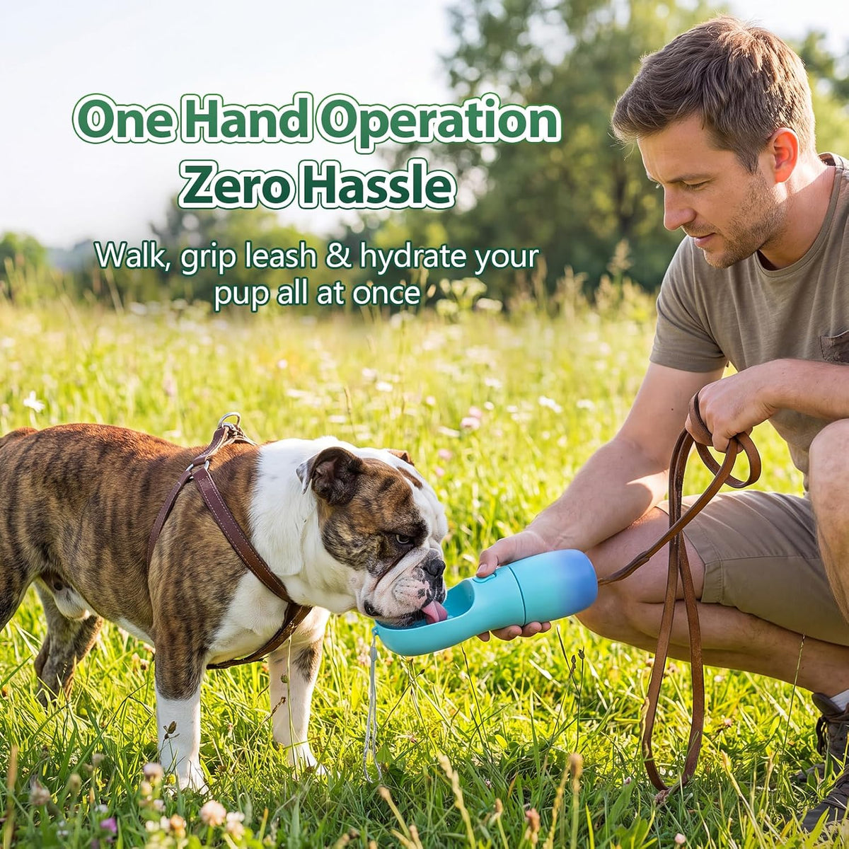 Puppy Essentials Dog Water Bottle: Portable Dog Water Bowl Dispenser Travel