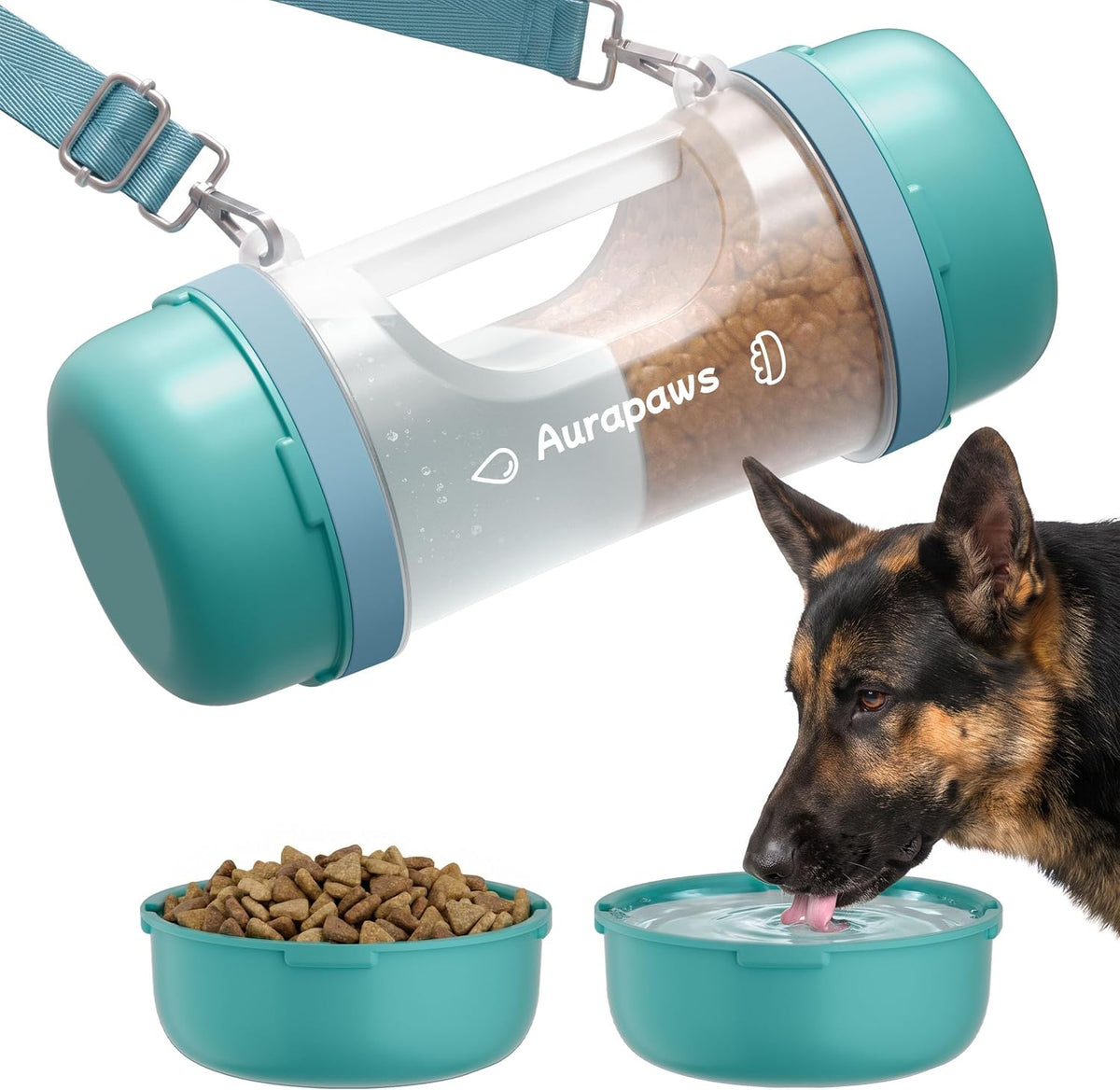 Dog Water Bottle Portable 33.5oz with Food Container & 2 Bowls