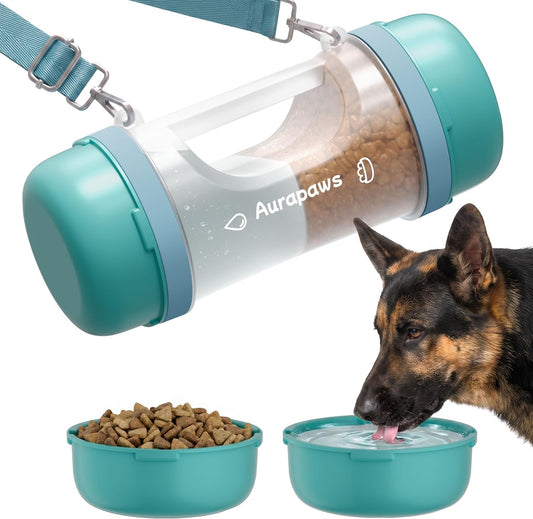 Dog Water Bottle Portable 33.5oz with Food Container & 2 Bowls