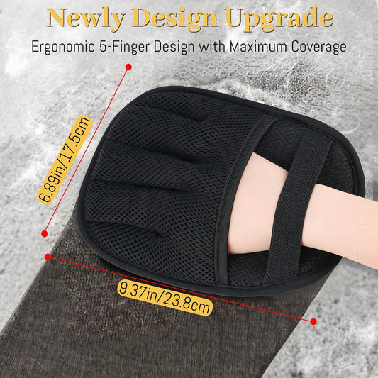 Pet Hair Removal Glove for Cats & Dogs, Upgrade 5-Finger Magic Brush Pet Hair Remover Tool, Electrostatic Reusable Grooming Mitt for Laundry, Couch, Carpet & Car Seat