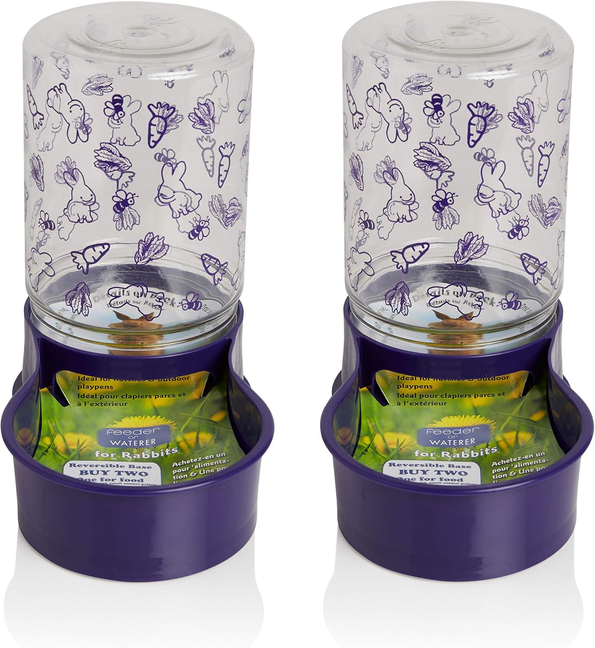 Lixit Reversible Waterer/Feeder for Rabbits and Other Small Animals. (Pack of 1),Purple