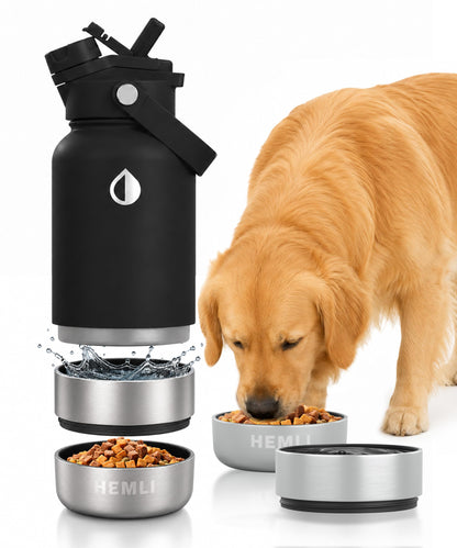 32 oz. Dog Water Bottle, Insulated Dog Travel Water Bottle, Stainless Steel Pet Water Bottle Dispenser Portable Food and Water Bowl for Dogs for Walking Dog Canteen Travel Kit