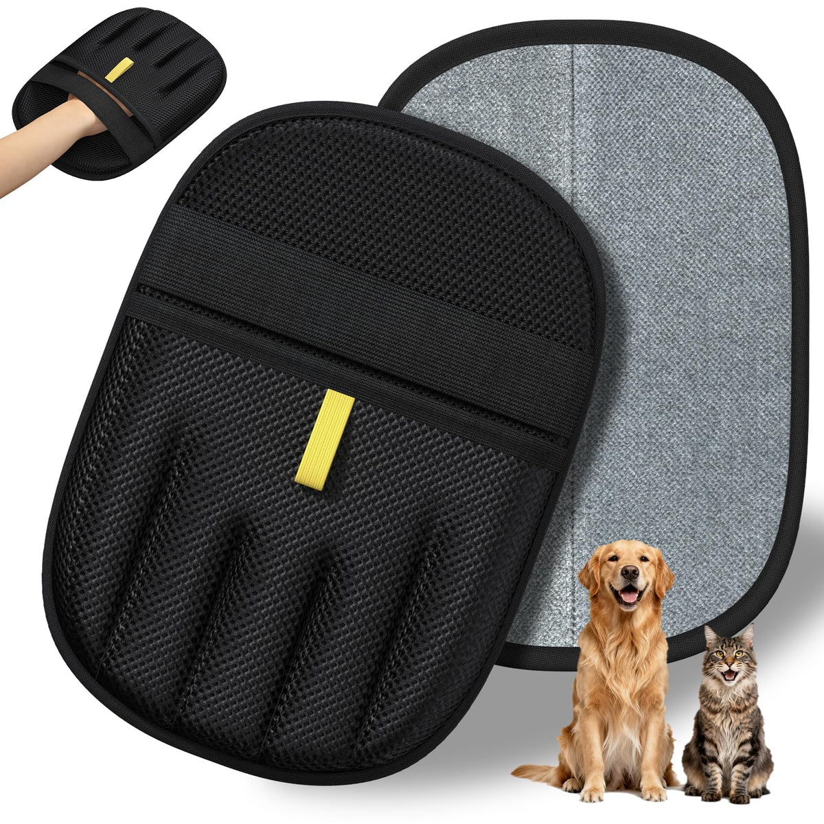 Pet Hair Remover Glove, Static Magic Brush Pet Hair Removal Glove, Dual-Sided Grooming Glove for Dogs & Cats, Reusable Deshedding Pet Glove Tool For Furniture, Bed, Carpet, Clothes, Sof, 1Pcs