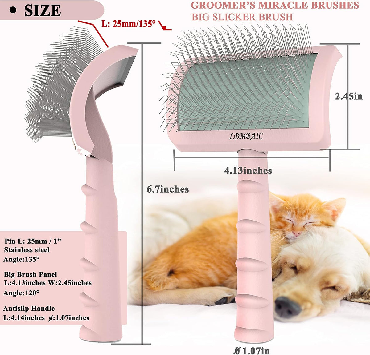 Dog Slicker Brush for Doodles Poodles Fluffy Deshedding Loose Hair.