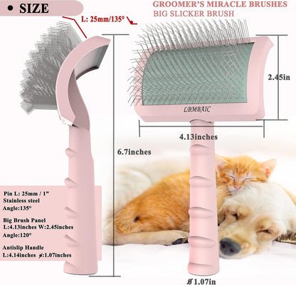 Dog Slicker Brush for Doodles Poodles Fluffy Deshedding Loose Hair.