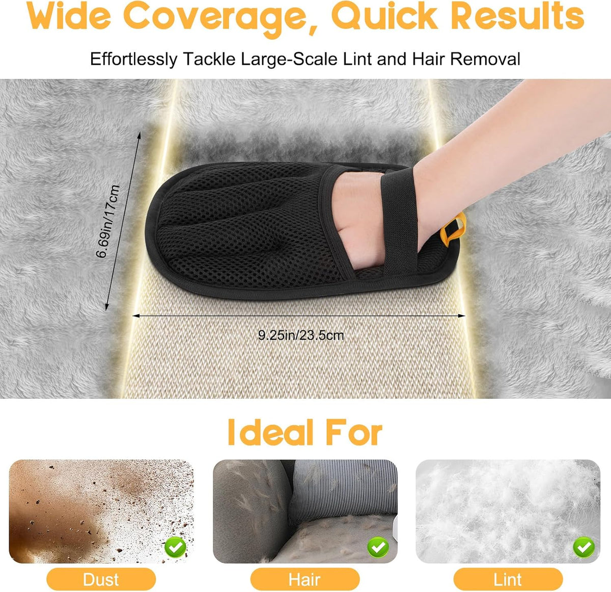VerdeVilla Magic Brush Pet Hair Removal, Upgrated Pet Hair Remover Gloves for Cats Dogs, Efficient Grooming Gloves Brush for Couch, Furniture, Sofa, Clothing, Reusable Pet Hair Removal Tools,1PCS