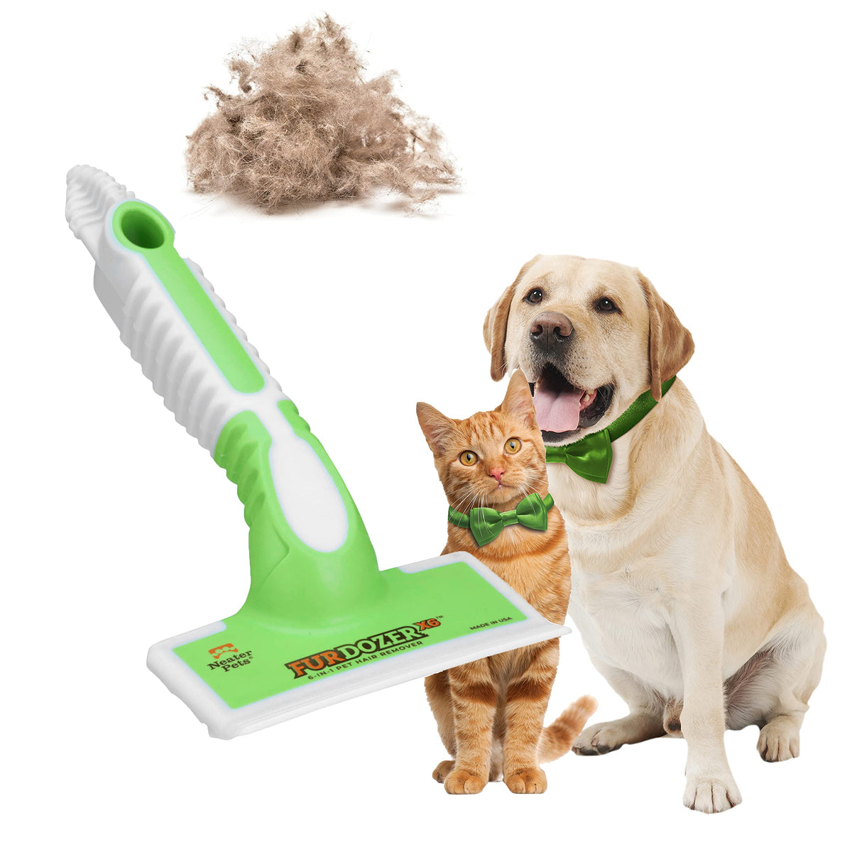 FurDozer Pet Hair Remover & Auto Detailing Tools - Cat & Dog Hair Remover for Carpets, Car Interiors, Couches, Bedding, & Pet Furniture (Gray, X3 PRO - 5" Long)
