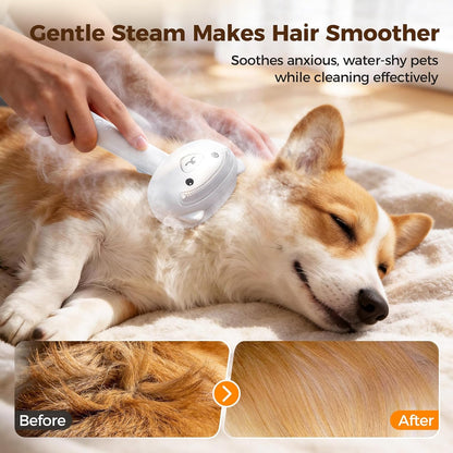 Self Cleaning Shedding Steam Cat Brush, Silicone Scraper Included