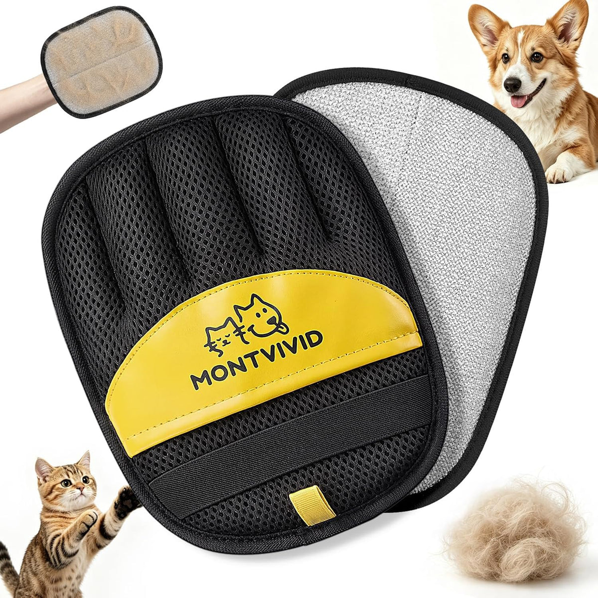 Pet Hair Removal Glove for Cats & Dogs,Newly Upgraded electrostatic pet Hair Remover Glove, Reusable Magic Brush Pet Hair Remover Tool for Furniture,Couch,Carpets,Laundry,Car Seat (1)