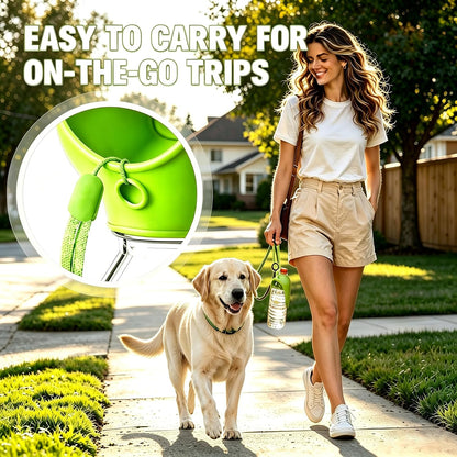 Universal Silicone Pet Water Bowl Attachment, Portable Dog Cat Water Feeder for Walking Hiking Travel, Fits Standard Water Bottles, Lightweight No Heavy Bottles Needed