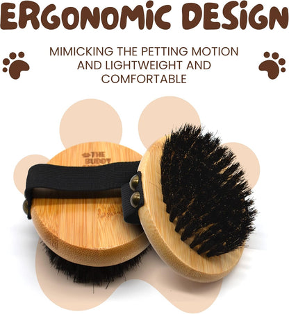 The Buddy System - Pet Close Brush, Oval Palm Brush with Boar Bristles