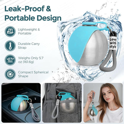 10oz Portable Dog Water Bottle, Leakproof Stainless Steel Travel Bottle