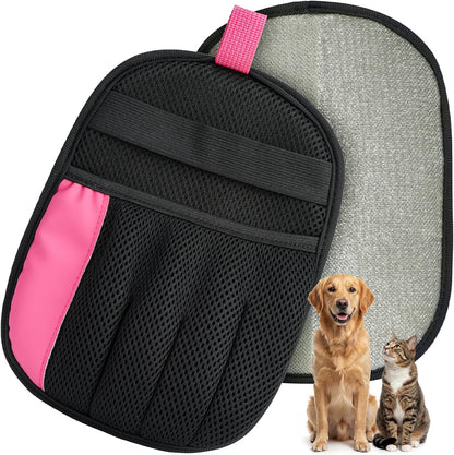 Rivalran Pet Hair Remover Glove for Dog & Cat, Reusable Electrostatic Magic Brush, Five-Finger Hair Removal Mitt for Cleaning Clothing, Bed, Couch, Carpet, and Car Seat Pink