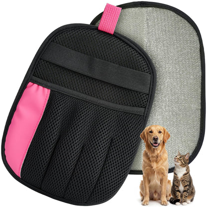 Rivalran Pet Hair Remover Glove for Dog & Cat, Reusable Electrostatic Magic Brush, Five-Finger Hair Removal Mitt for Cleaning Clothing, Bed, Couch, Carpet, and Car Seat Pink