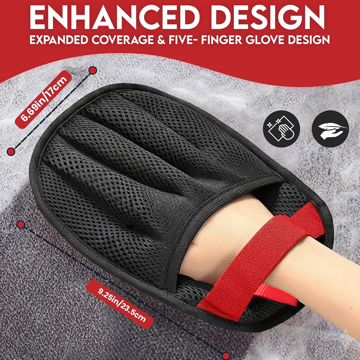 Pet Hair Remover Glove with Silicone Scraper – Reusable Electrostatic Lint & Fur Remover for Dog & Cat Hair on Couch, Carpet, Car Seat, Clothes & Laundry
