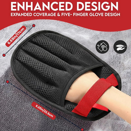 Pet Hair Remover Glove with Silicone Scraper – Reusable Electrostatic Lint & Fur Remover for Dog & Cat Hair on Couch, Carpet, Car Seat, Clothes & Laundry