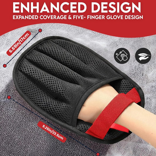 Pet Hair Remover Glove with Silicone Scraper – Reusable Electrostatic Lint & Fur Remover for Dog & Cat Hair on Couch, Carpet, Car Seat, Clothes & Laundry
