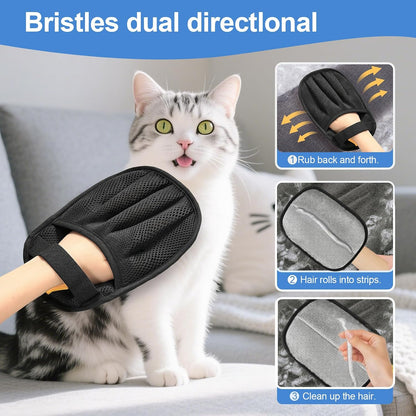 2Pcs Pet Hair Removal Gloves Cat & Dog, Electrostatic Reusable Remover Tool