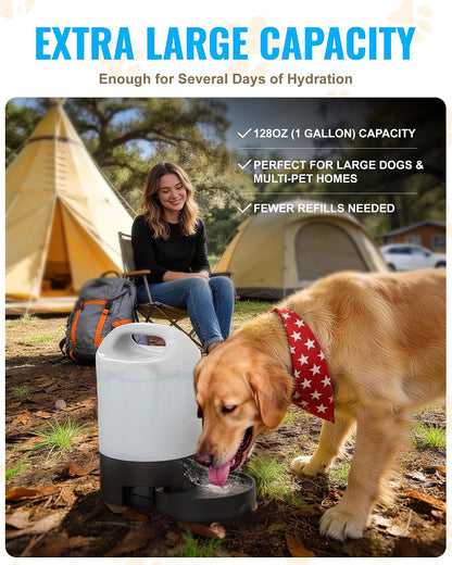 PETNF 1 Gal Gravity Fed Automatic Dog Water Dispenser with Ergonomic Handle