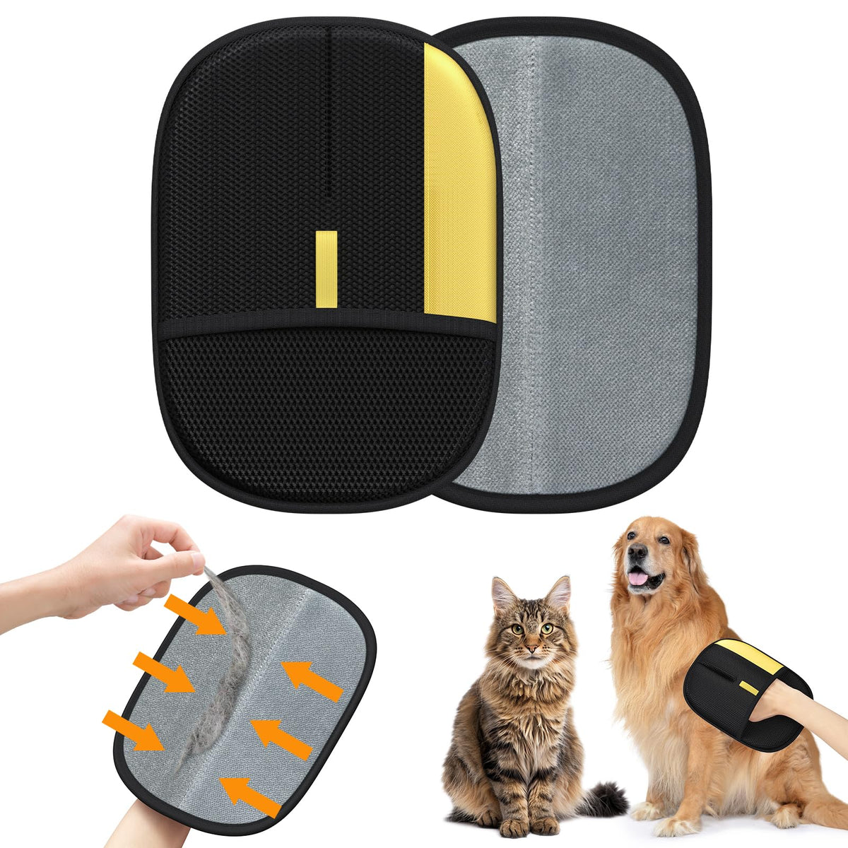 Pet Hair Remover Glove, Static Magic Brush Pet Hair Removal Glove, Dual-Sided Grooming Glove for Dogs & Cats, Reusable Deshedding Pet Glove Tool For Furniture, Bed, Carpet, Clothes, Sof, 1Pcs