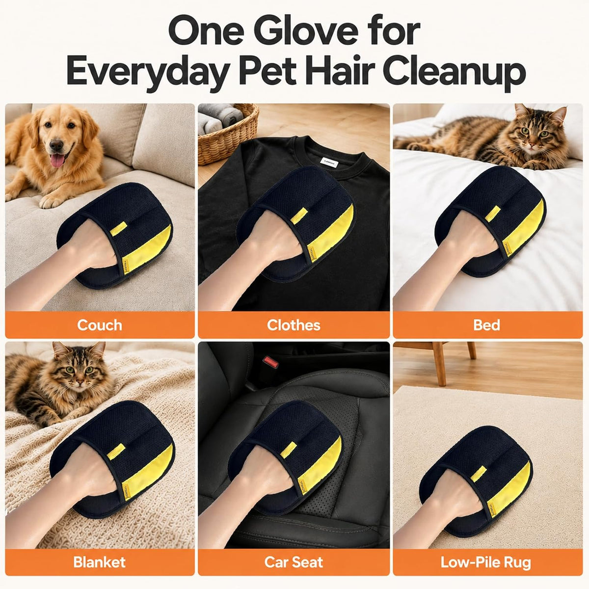 Pet Hair Removal Gloves for Cat Dog Hair, 2 Pack Electrostatic Reusable