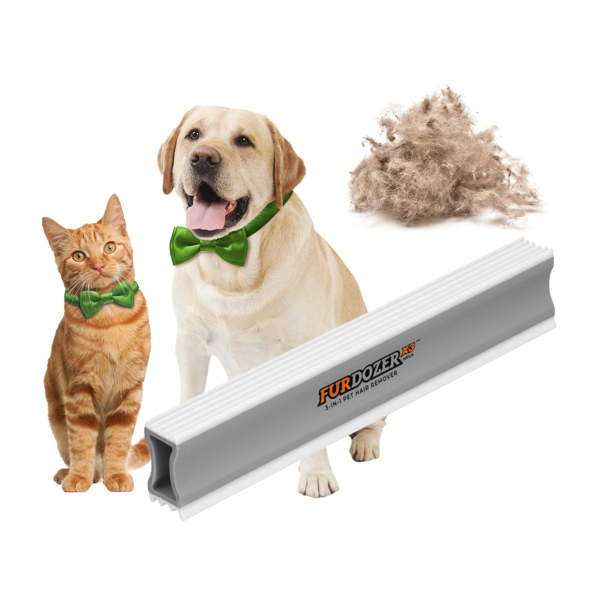 FurDozer Pet Hair Remover & Auto Detailing Tools - Cat & Dog Hair Remover for Carpets, Car Interiors, Couches, Bedding, & Pet Furniture (Gray, X3 PRO - 5" Long)