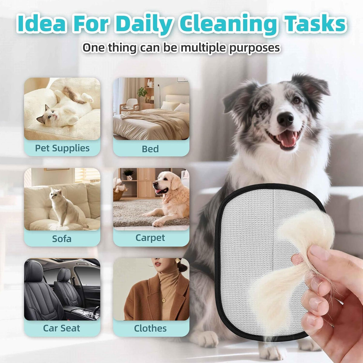 Pet Hair Removal Glove, Electrostatic Pet Hair Remover for Dogs & Cats