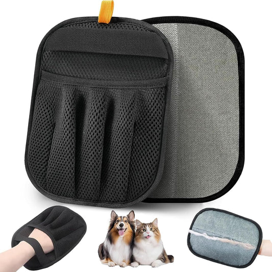 2-Pack Electrostatic Pet Hair Removal Gloves - Reusable Grooming & Cleaning Gloves for Dogs and Cats, Furniture, Clothing, Car Interiors, Beds & Couches (Fit All Hand Sizes)