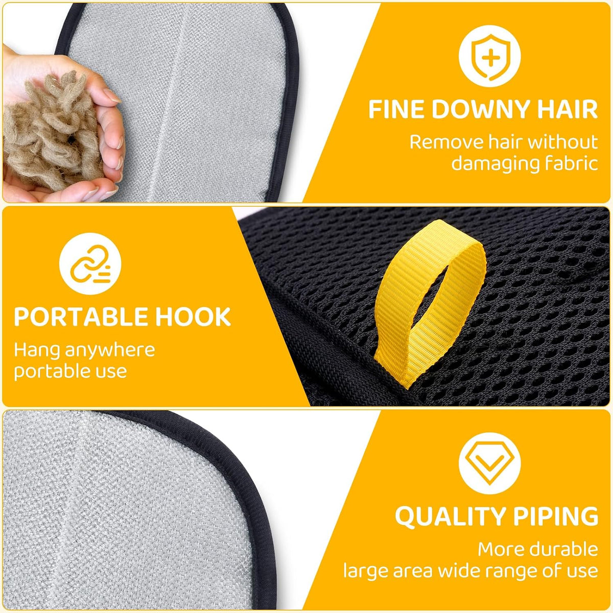 Pet Hair Removal Glove for Dogs & Cats - Upgraded Reusable Electrostatic Pet Hair Glove, Gentle Grooming Mitt, Pet Hair Remover Tool for Laundry, Couch, Carpet & Car Seat,2 Pack
