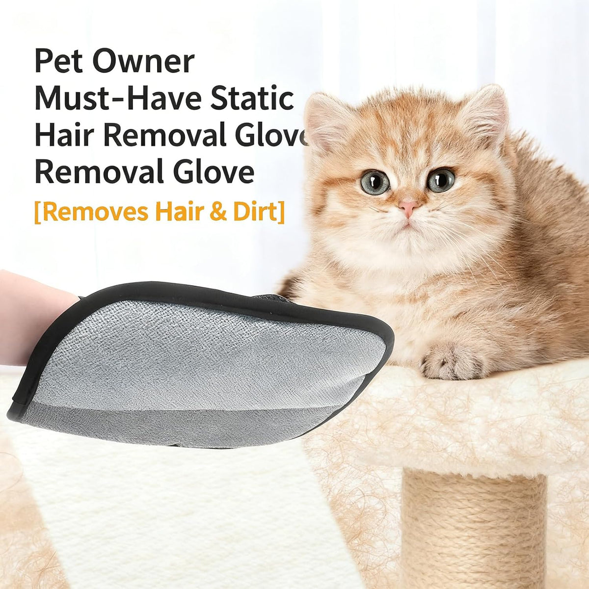 Pet Hair Removal Gloves for Dogs and Cats 2-Pack, Five-Finger Electrostatic Pet Hair Remover, Reusable Shedding & Lint Cleaning Gloves for Clothes Sofa Carpet Car Seats