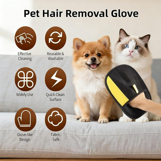 Thickened Electrostatic Pet Hair Removal Gloves for Dogs & Cats，Reusable & Washable Cat Hair Removal Glove, Pet Hair Remover Tool for Clothing, Couch, Carpet, Car Seat, Bed (Balck)