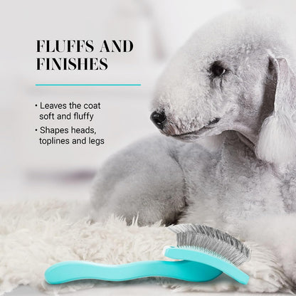 Chris Christensen Big G Dog Slicker Brush for Dogs (Goldendoodles, Labradoodles, Poodles), Groom Like a Professional, Fluff Detangle Style, Saves Time Energy, Teal, Large