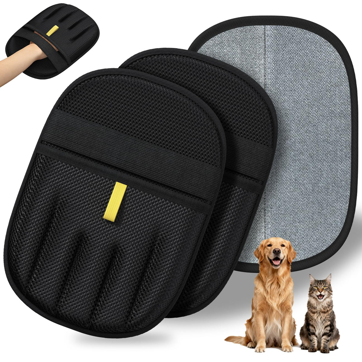 Pet Hair Remover Glove, Static Magic Brush Pet Hair Removal Glove, Dual-Sided Grooming Glove for Dogs & Cats, Reusable Deshedding Pet Glove Tool For Furniture, Bed, Carpet, Clothes, Sof, 1Pcs