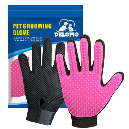 Pet Hair Removal Glove with 255 Silicone Tips for Dogs & Cats, 1 Pair Blue