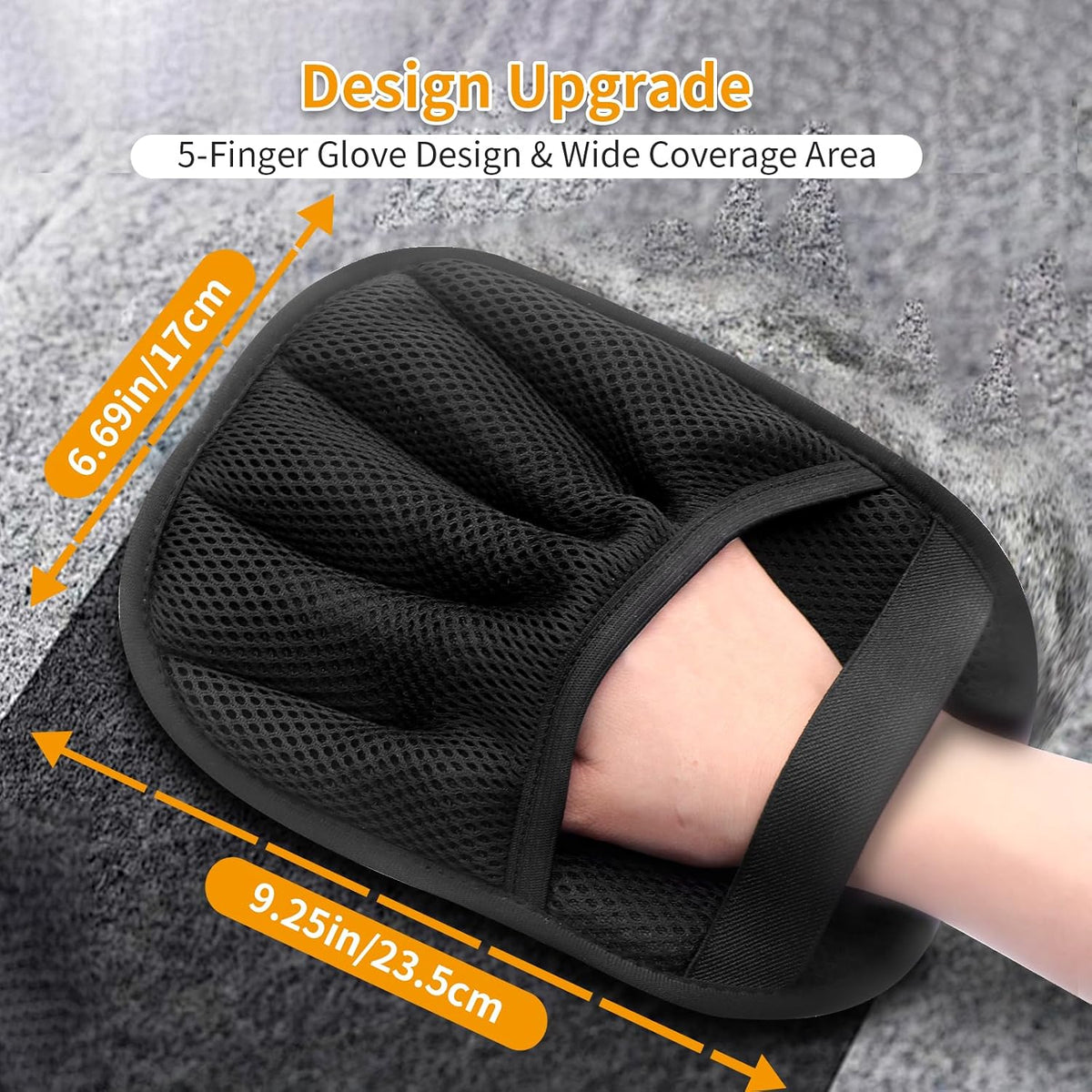 Pet Hair Removal Glove, Five‑Finger Fixed Static Pet Grooming Mitt, Breathable Mesh Back Deshedding Glove, Washable Reusable Fur Remover Tool for Dogs and Cats