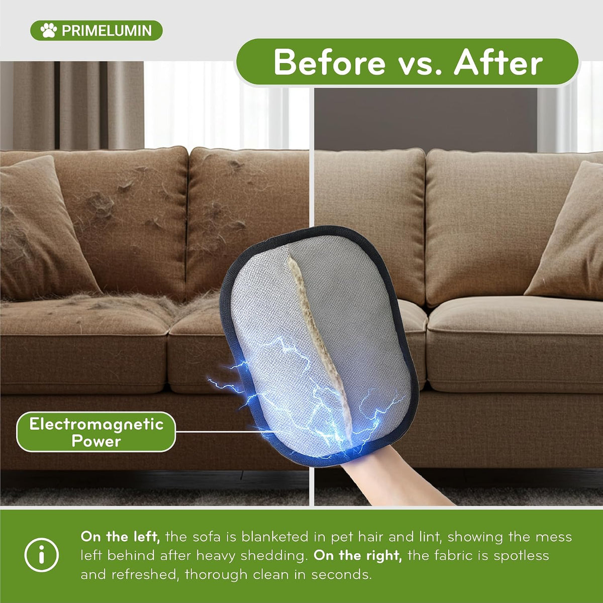 Pet Hair Remover Glove for Dogs & Cats 2026 Upgraded Design Reusable Electrostatic Fur Remover Mitt for Couch, Furniture, Carpet, Car Seats & Clothes, Fast & Effortless Cleaning