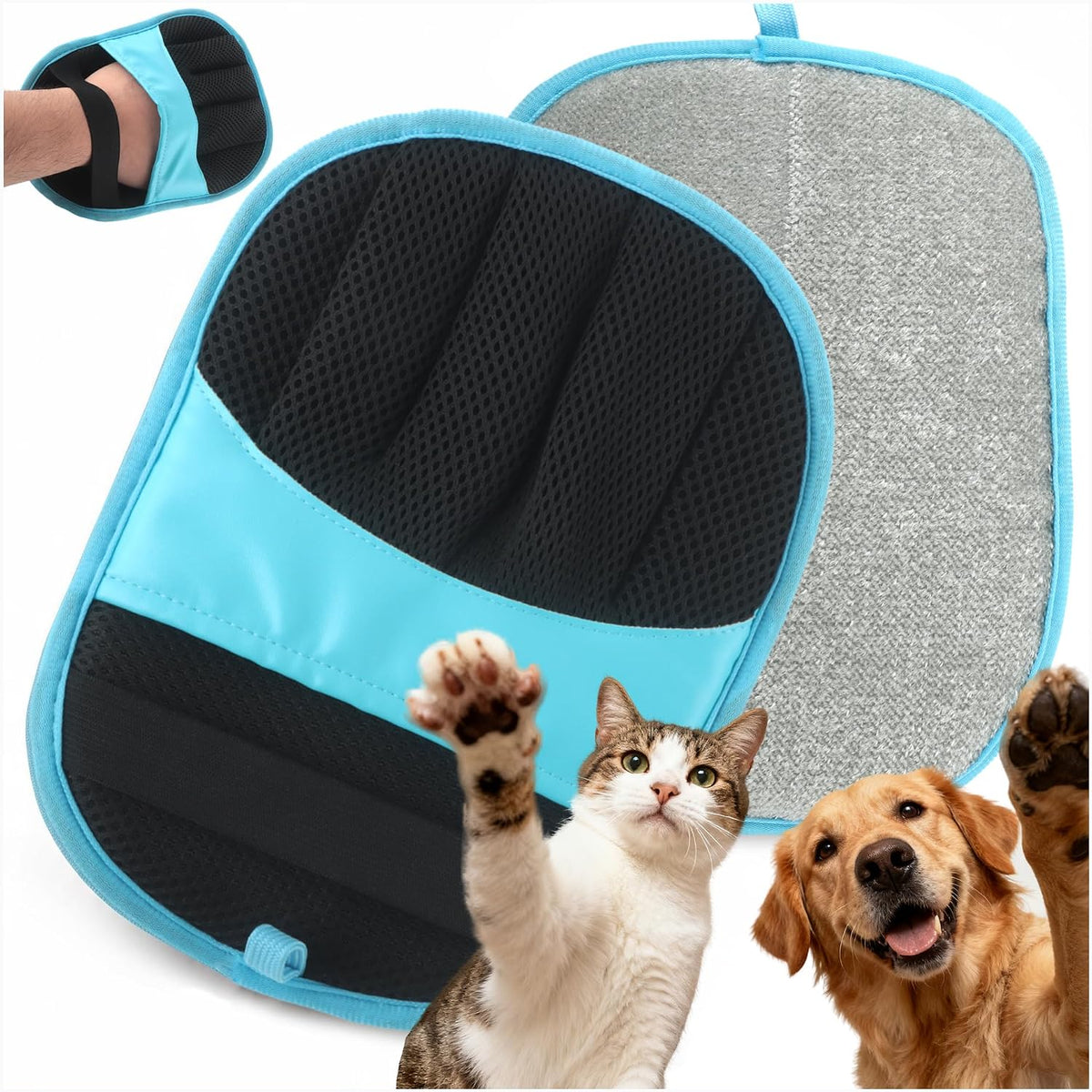 Pet Hair Removal Glove for Dogs & Cats, Upgraded 5‑Finger Electrostatic Reusable Lint Remover for Couch, Bed, Carpet, Car Seat, Clothes & Household Fabric Surfaces