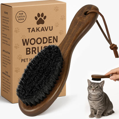 TAKAVU Soft Cat Brush, Natural Boar Bristle for Indoor Kittens