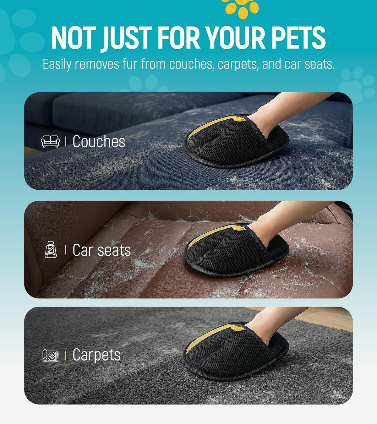 Pet Hair Removal Glove for Cat & Dog, Reusable Electrostatic Hair Remover