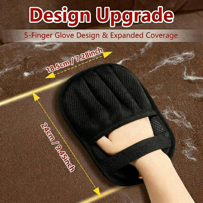 Pet Hair Removal Glove, 2Pcs Upgraded Five-Finger Electrostatic Hair Remover Glove, Reusable Pet Hair Remover Tool for Laundry, Couch, Carpet, Car Seat & Furniture