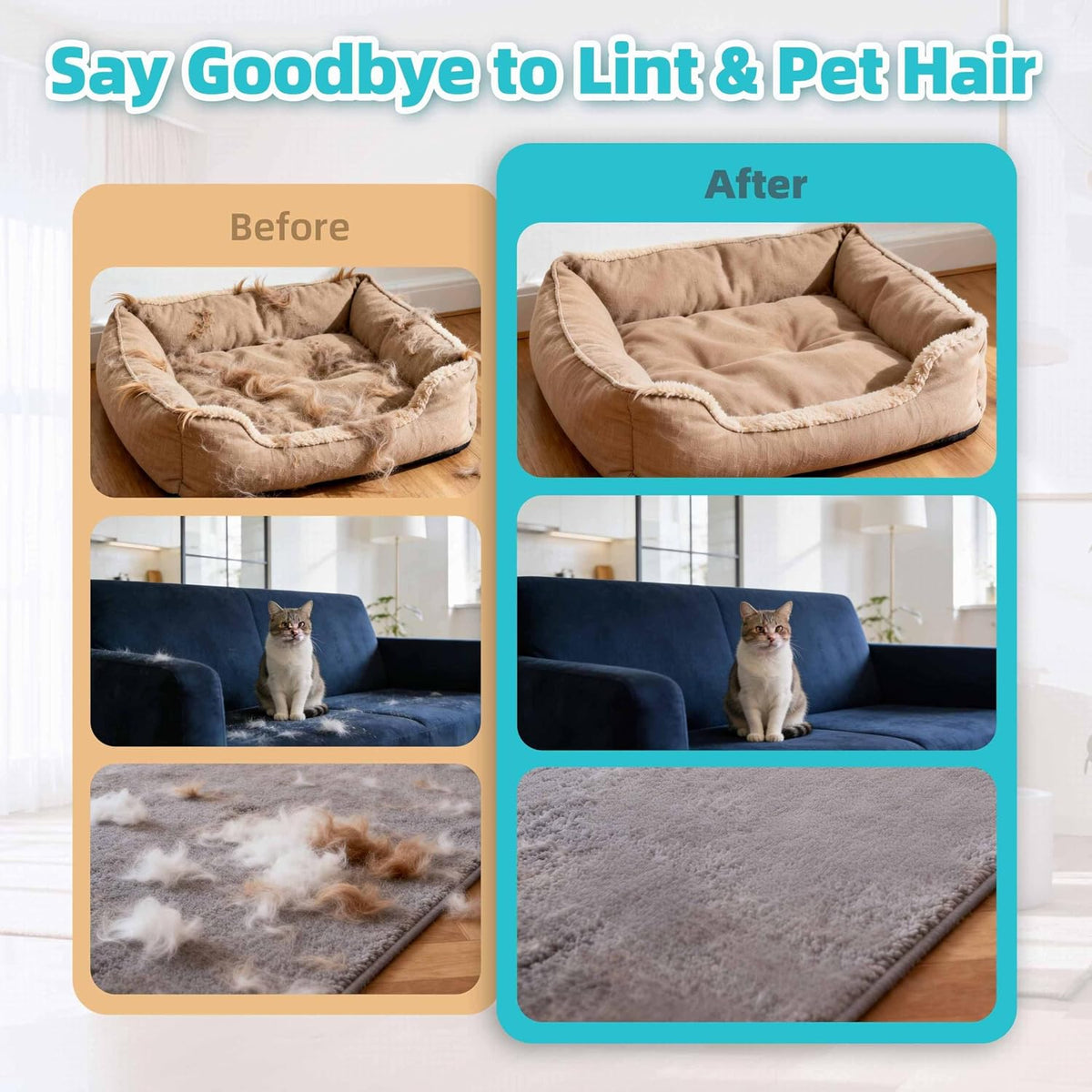 Pet Hair Removal Glove, Electrostatic Pet Hair Remover for Dogs & Cats