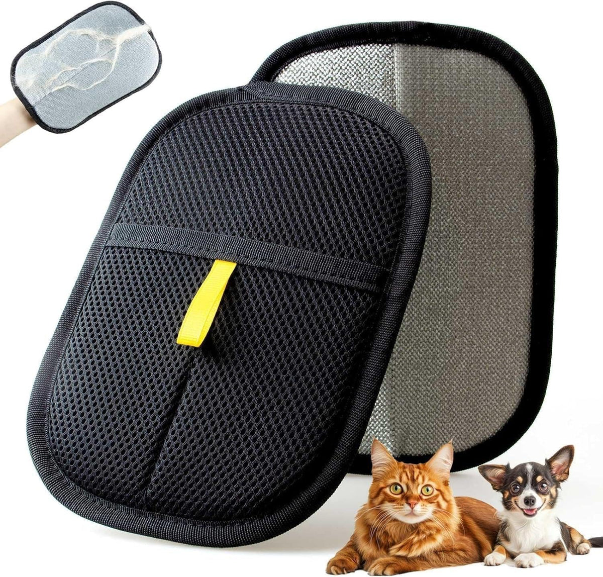 2-Pack Pet Hair Removal Glove, 5-Finger Electrostatic Fur Remover, Reusable Magnetic Lint Brush Tool for Dogs & Cats, Deep Clean Sweeper for Couch, Carpet & Car Seat