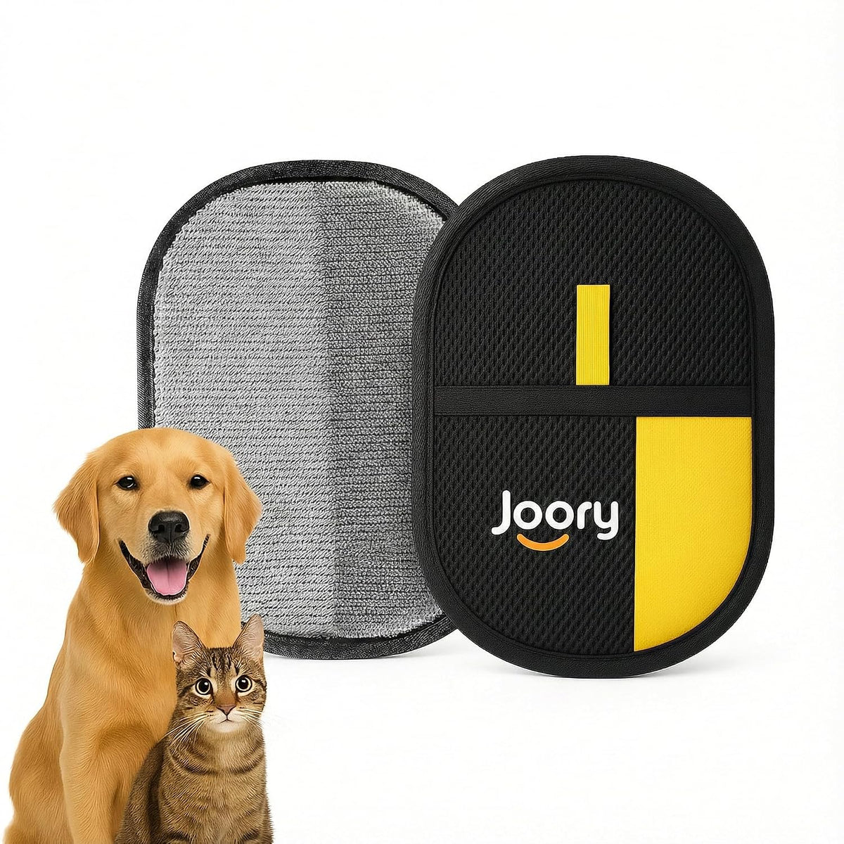 JOORY Upgraded Pet Hair Removal Glove with Static Technology, 8.5-Inch Wide Coverage, Dual Directional Brushes, Washable Black Grooming Mitt for Dogs and Cats.